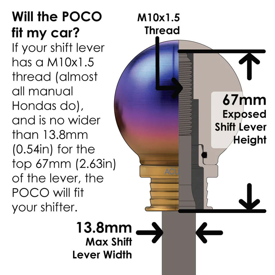 ACUITY Instruments POCO-Ti Burnt Titanium Low Profile Shift Knob (M10x1.5) (1958) - VOLT'D Performance